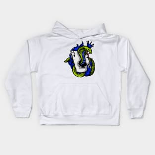 Snake Cobra Fire Green Blue Kids Hoodie